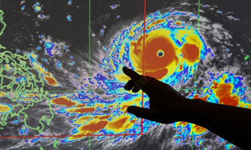 Ảnh chụp vệ tinh siêu bão Mangkhut. (Nguồn: AP)