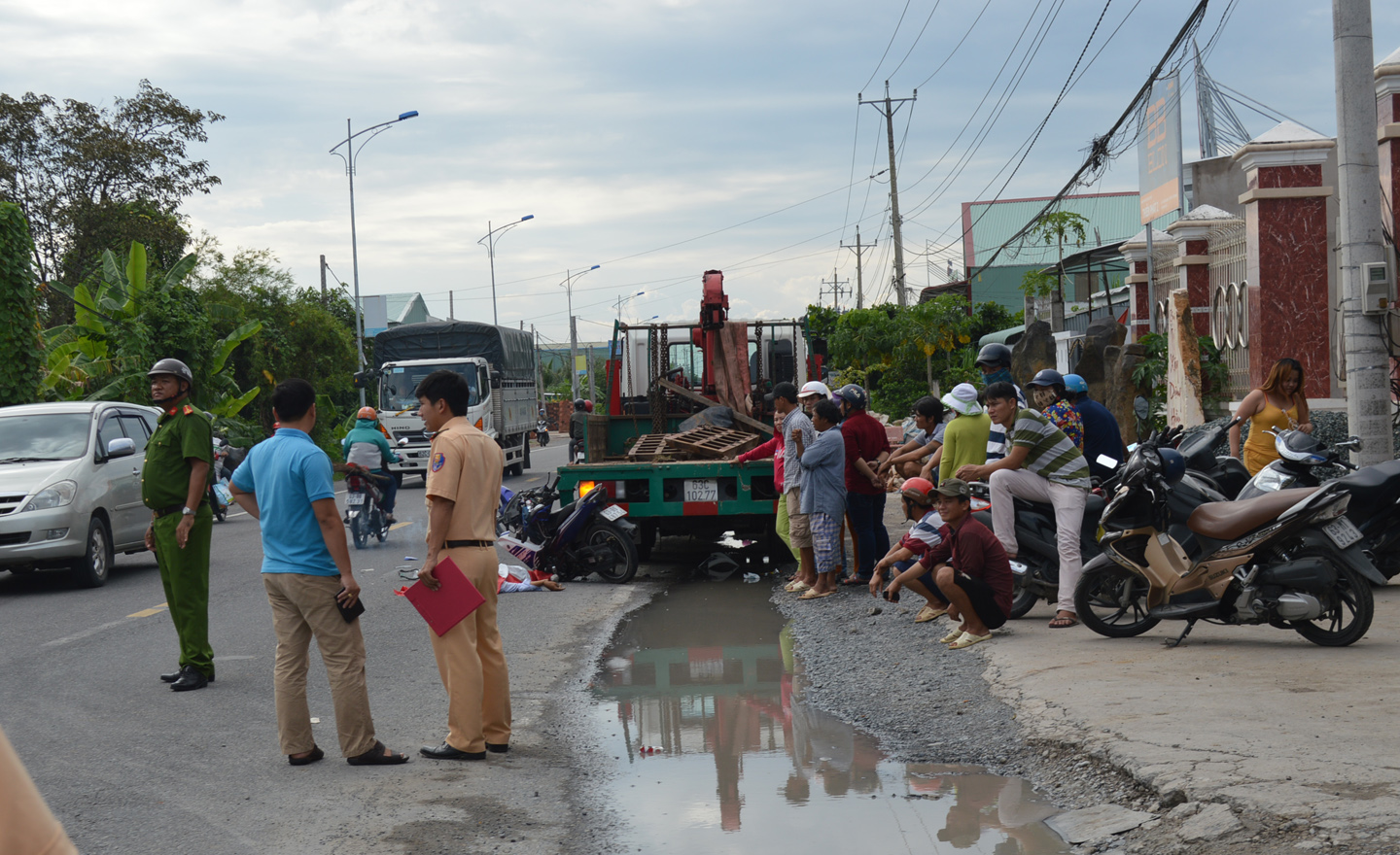 Hiện trường vụ tai nạn giao thông.