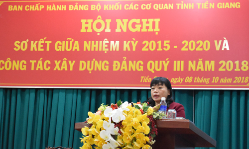 Đồng chí Thái Ngọc Bảo Trâm, Bí thư Đảng ủy Khối các cơ quan phát biểu