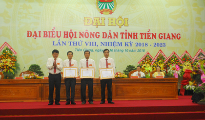 UBND tỉnh tặng Bằng khen cho các tập thể có nhiều đóng góp cho Hội Nông dân trong nhiệm kỳ qua.