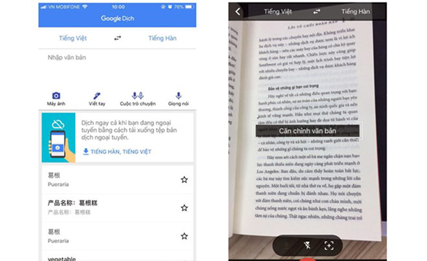 Ảnh minh họa tính năng dịch của Google.
