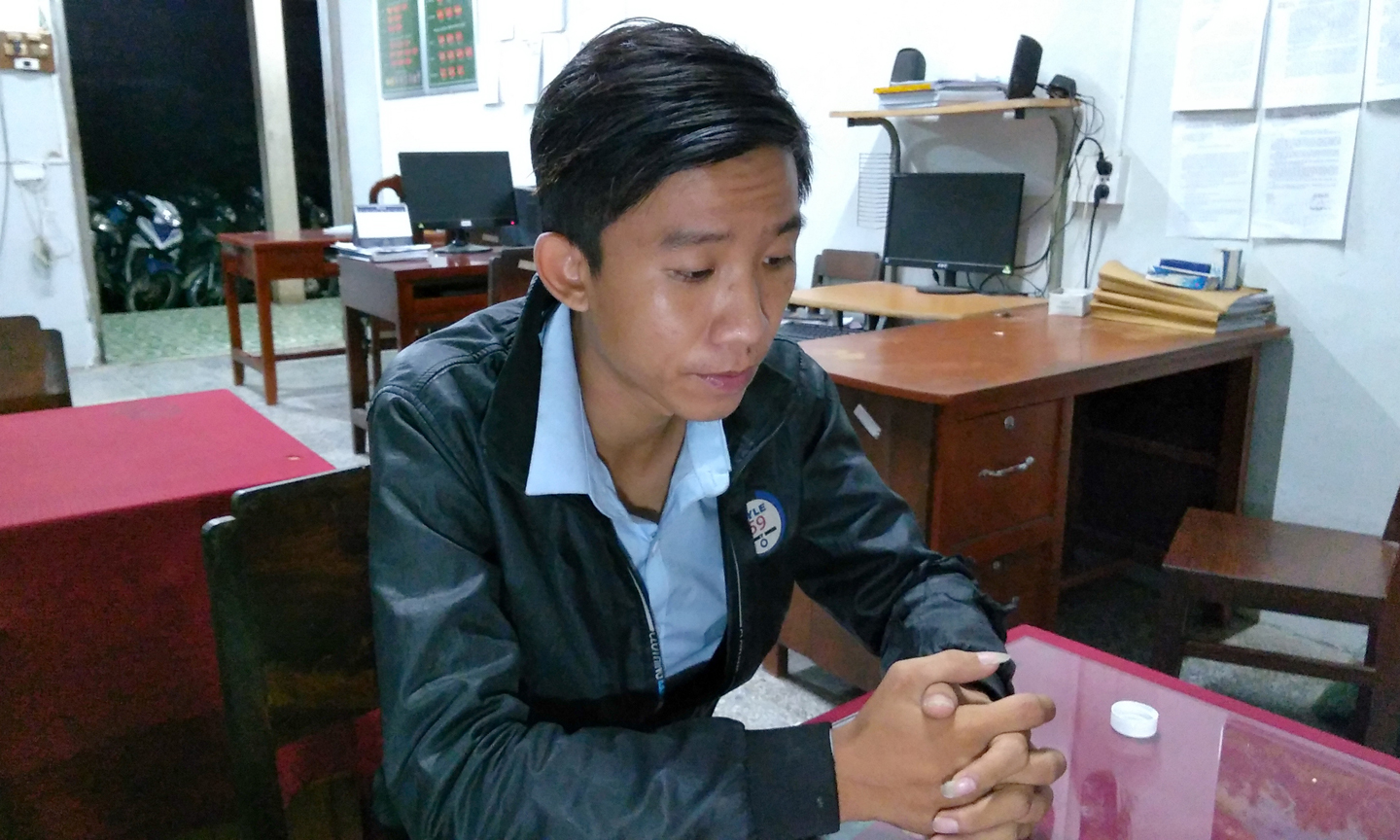 Đối tượng Nguyễn Quốc Cảnh tại cơ quan công an.