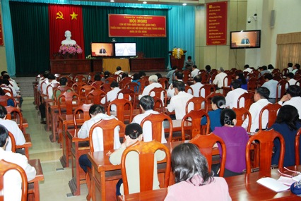 Quang cảnh hội nghị tại điểm cầu Tiền Giang