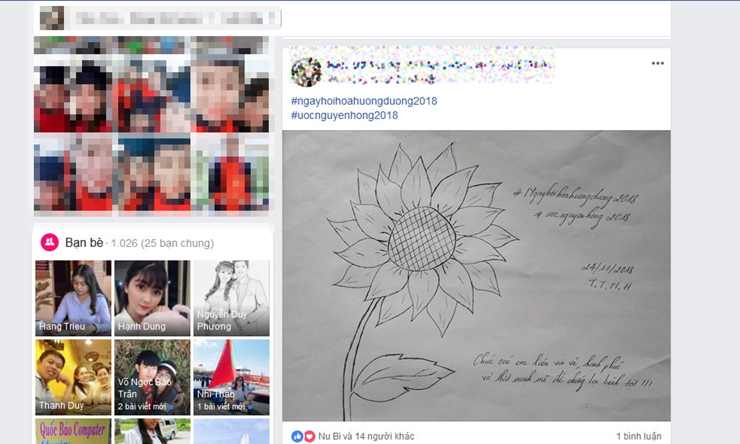 Ngày hội hoa hướng dương được cộng đồng mạng hưởng ứng nhiệt tình. (Ảnh chụp màn hình)