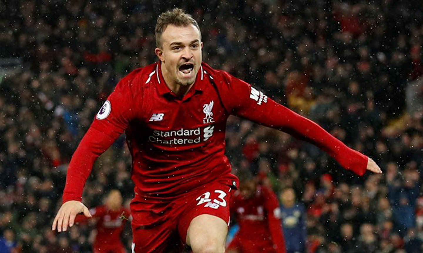 Xherdan Shaqiri lập cú đúp giúp Liverpool đánh bại Manchester United. (Nguồn: Reuters)