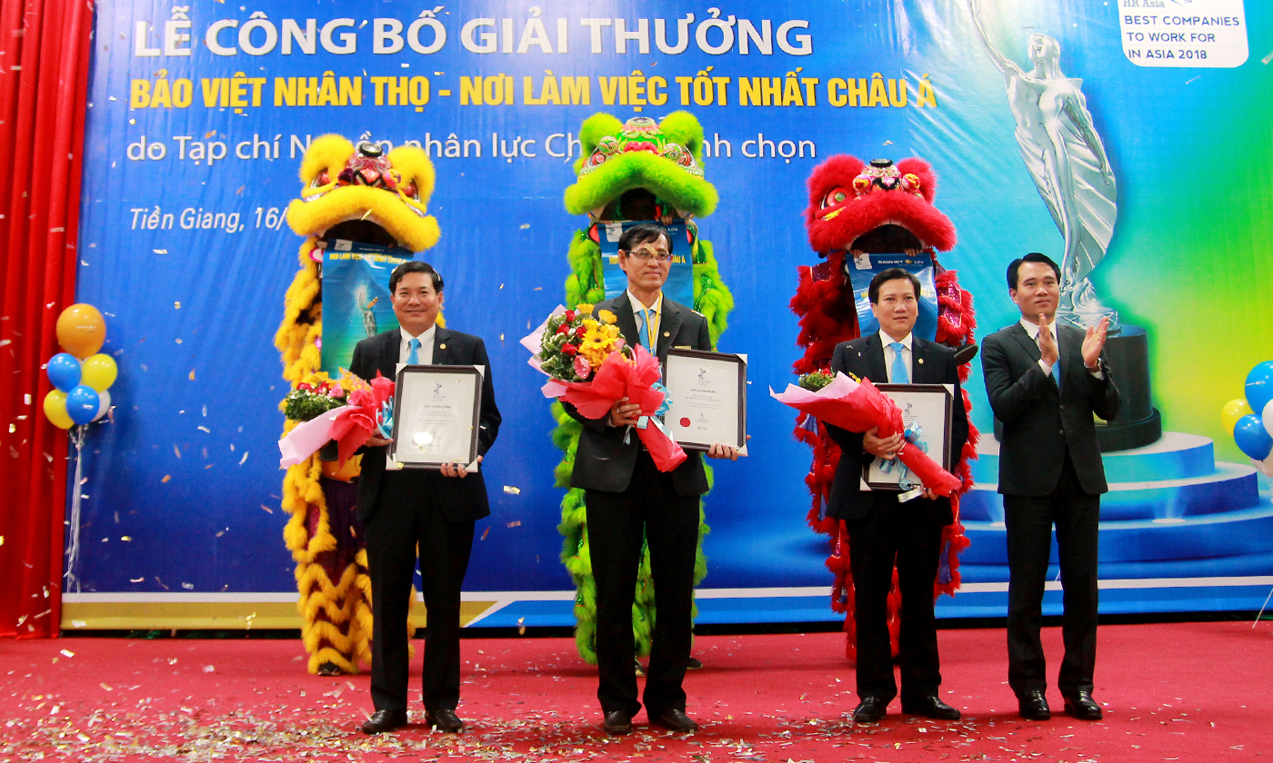 Bảo Việt Nhân thọ Long An, Bến Tre và Tiền Giang nhận được chứng nhận “Nơi làm việc tốt nhất Châu Á”.
