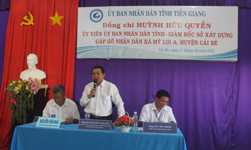  Giám đốc Sở Xây dựng Huỳnh Hữu Quyền phát biểu tại buổi gặp gỡ.
