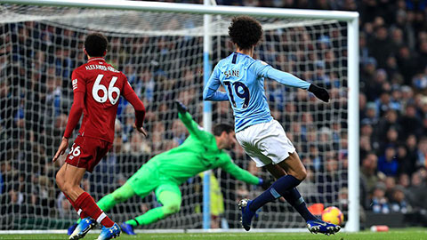 Sane ấn định chiến thắng của Man City trước Liverpool