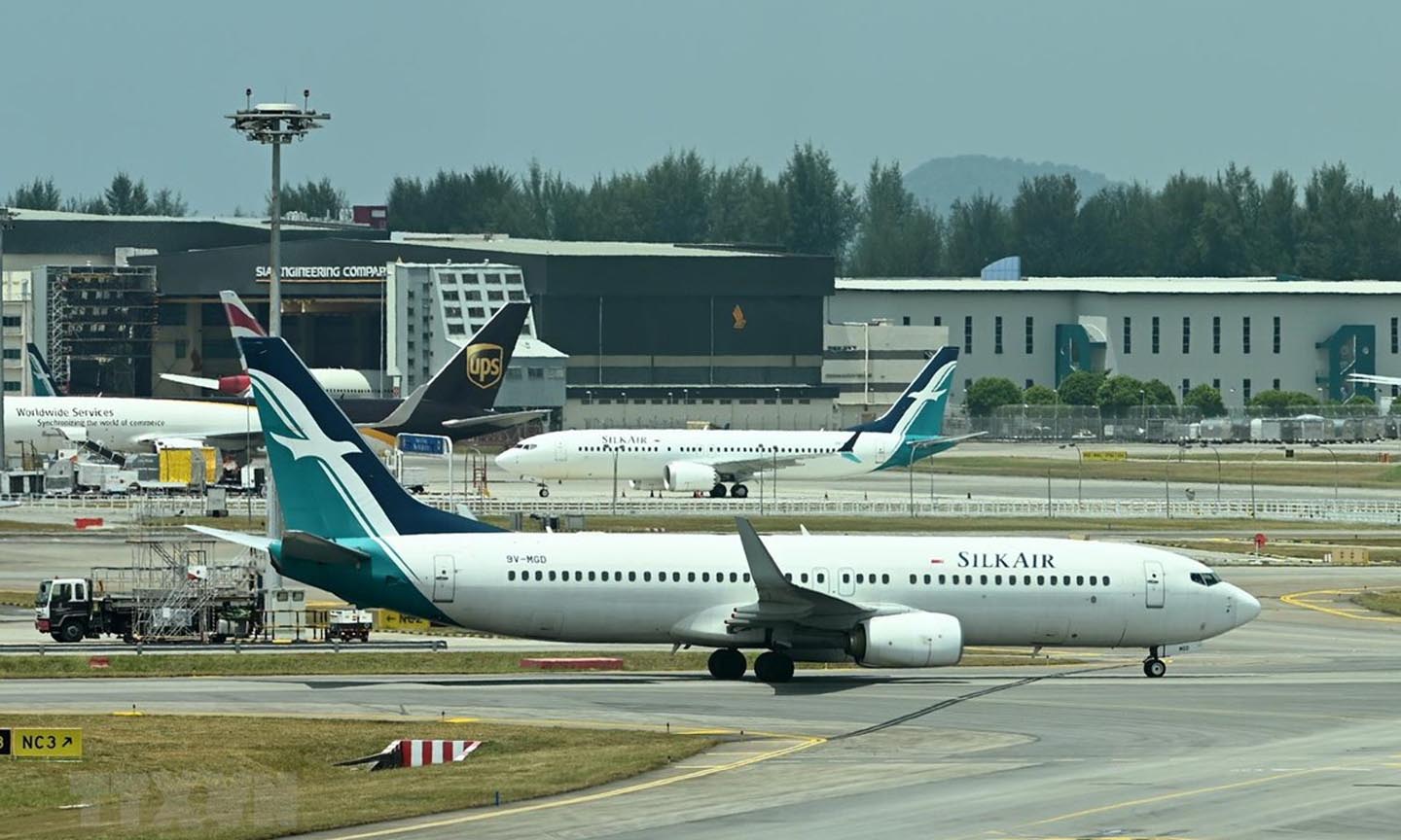 Máy bay Boeing 737 MAX tại sân bay quốc tế ở Singapore ngày 12/3/2019. (Ảnh: AFP/TTXVN)