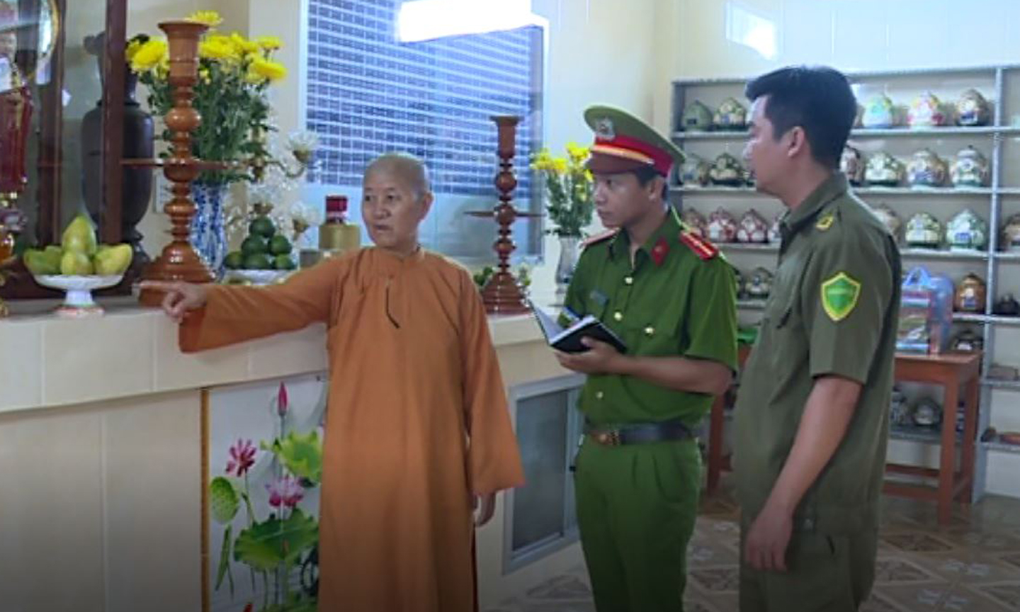 Hiện trường vụ trộm tại tịnh xá Ngọc Quang.		 Ảnh: THANH VIỆT
