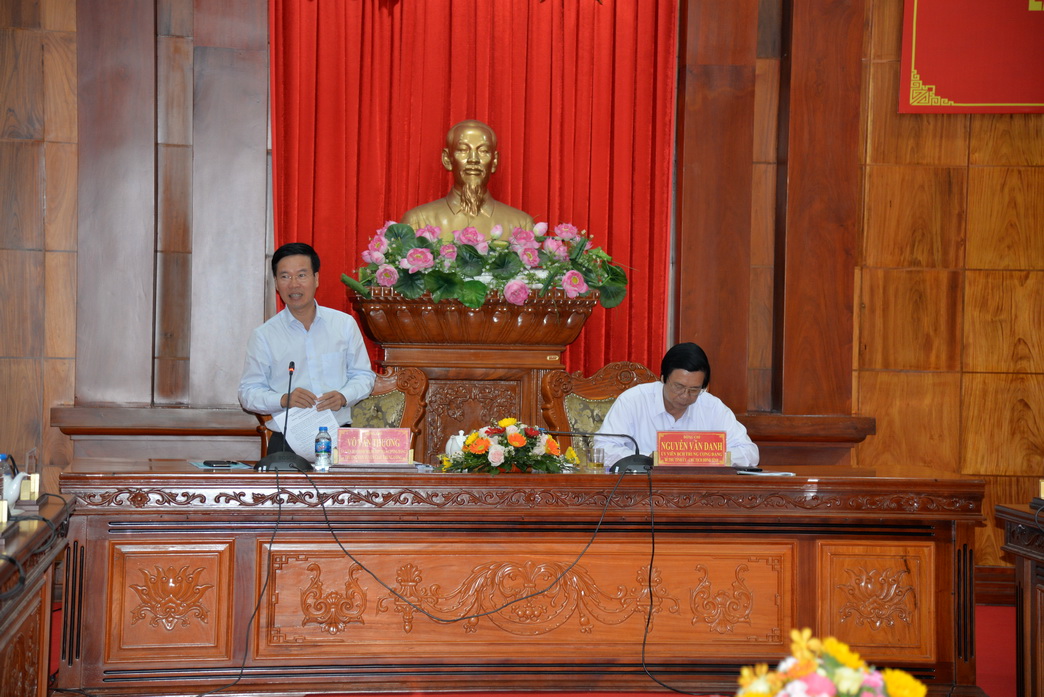Trưởng Ban Tuyên giáo Trung ương Võ Văn Thưởng phát biểu tại buổi làm việc