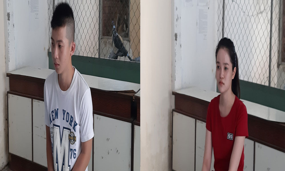 Thắng và Ngọc tại cơ quan Công an.