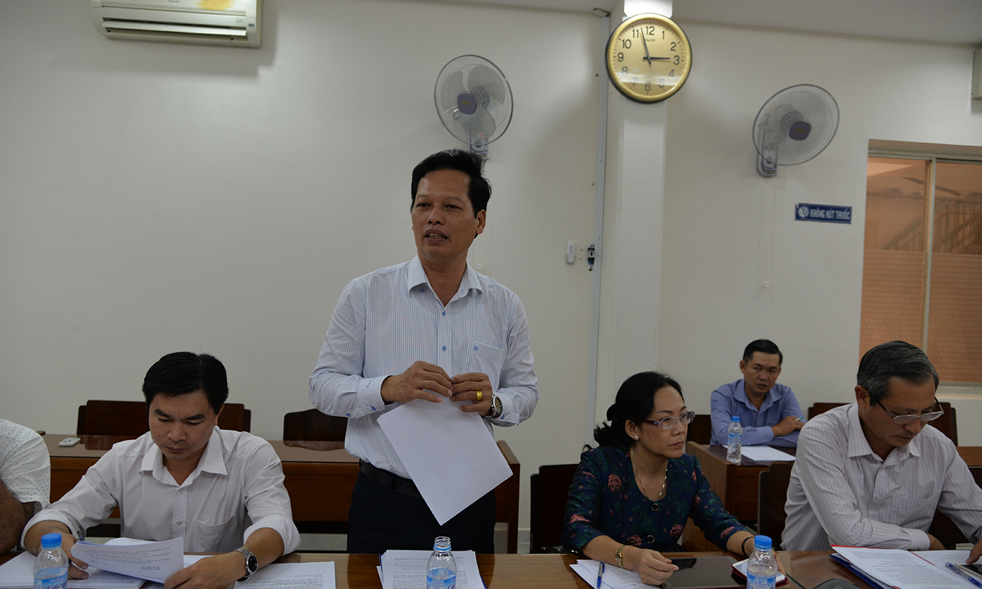 Đồng chí Nguyễn Thành Diệu phát biểu tại buổi làm việc với UBND TP. Mỹ Tho