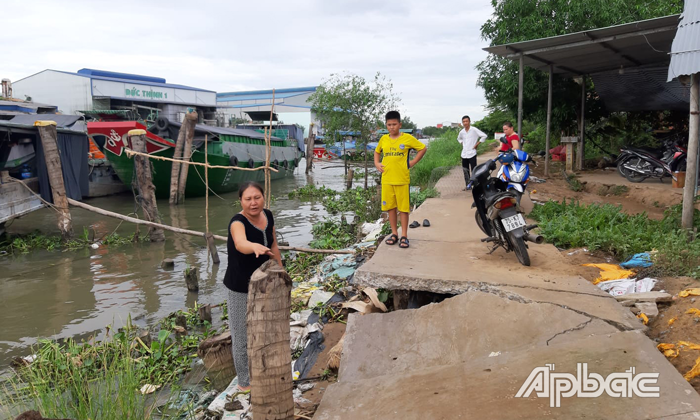 Khu vực sạt lở tại ấp An Thạnh, xã Đông Hòa Hiệp.