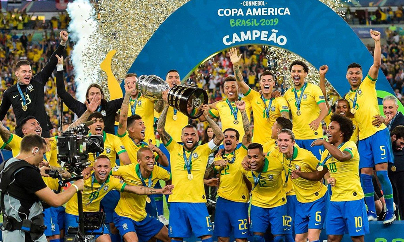 Brazil vô địch Copa America sau khi đánh bại Peru 3-1 trong trận chung kết. Ảnh Geety Images