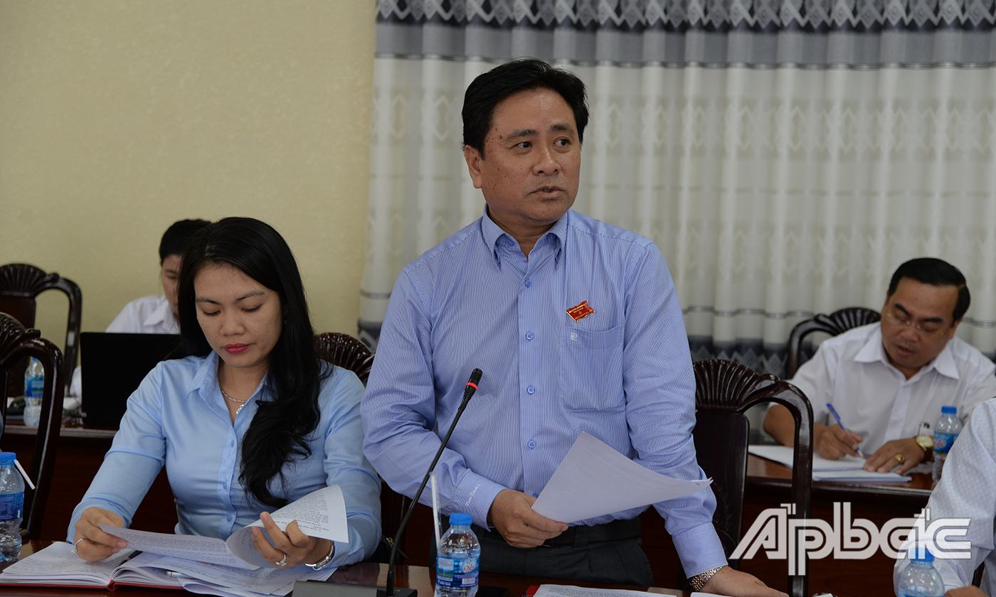 Đại biểu phát biểu về tình hình xây dựng NTM trên địa bàn tỉnh tại phiên thảo luận tổ