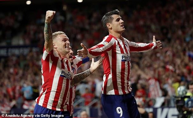 Morata (số 9) giúp Atletico giành chiến thắng. (Nguồn: Getty Images)