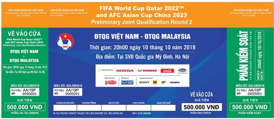 Mẫu vé có mệnh giá cao nhất trận Việt Nam - Malaysia