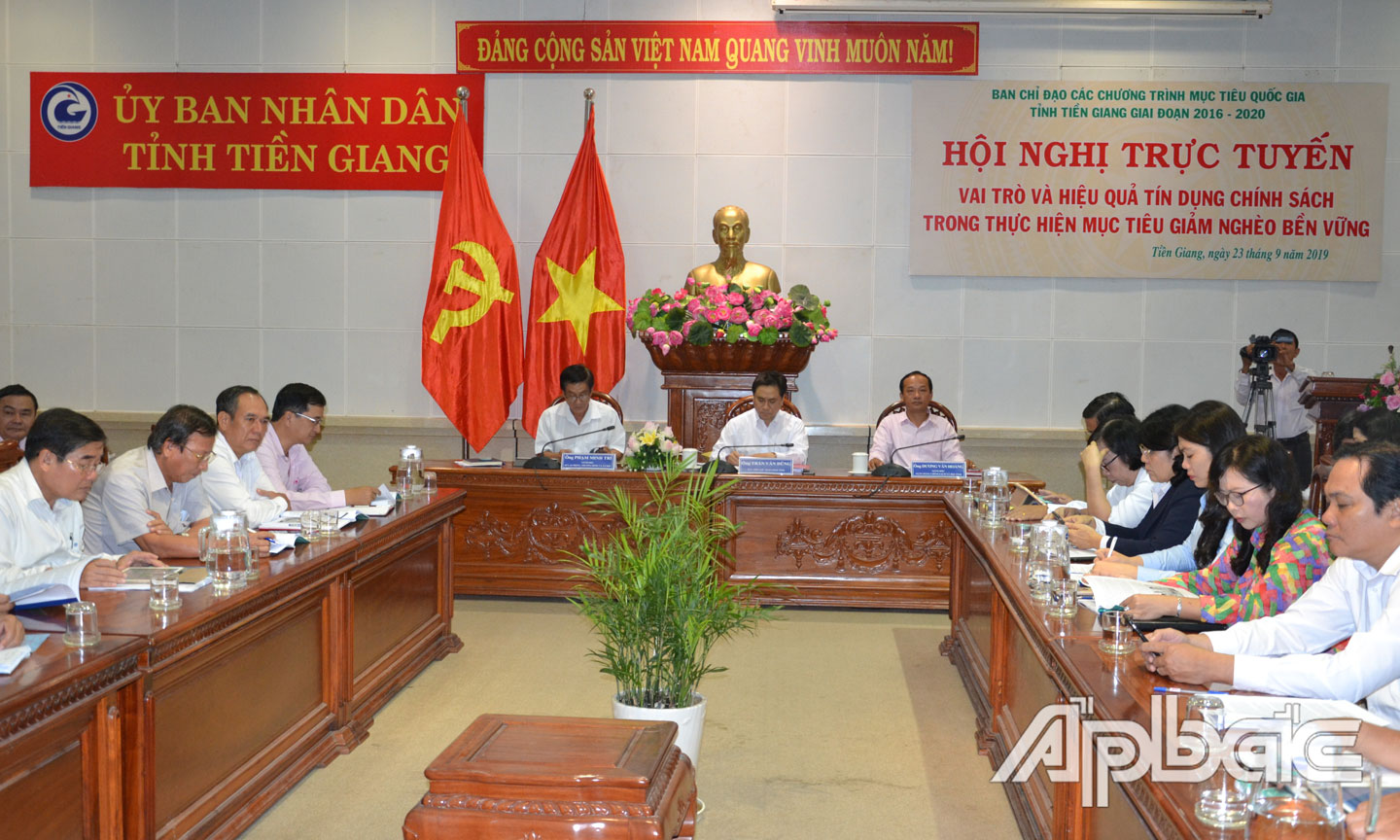 Quang cảnh hội nghị tại điểm cầu Tiền Giang.