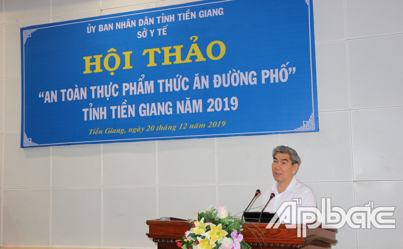 giám đốc Sở Y tế Tiền Giang Trần Thanh Thảo phát biểu tại hội thảo