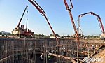 Đổ bê tông hố móng thang máy Dự án Bệnh viện Đa khoa tỉnh Tiền Giang