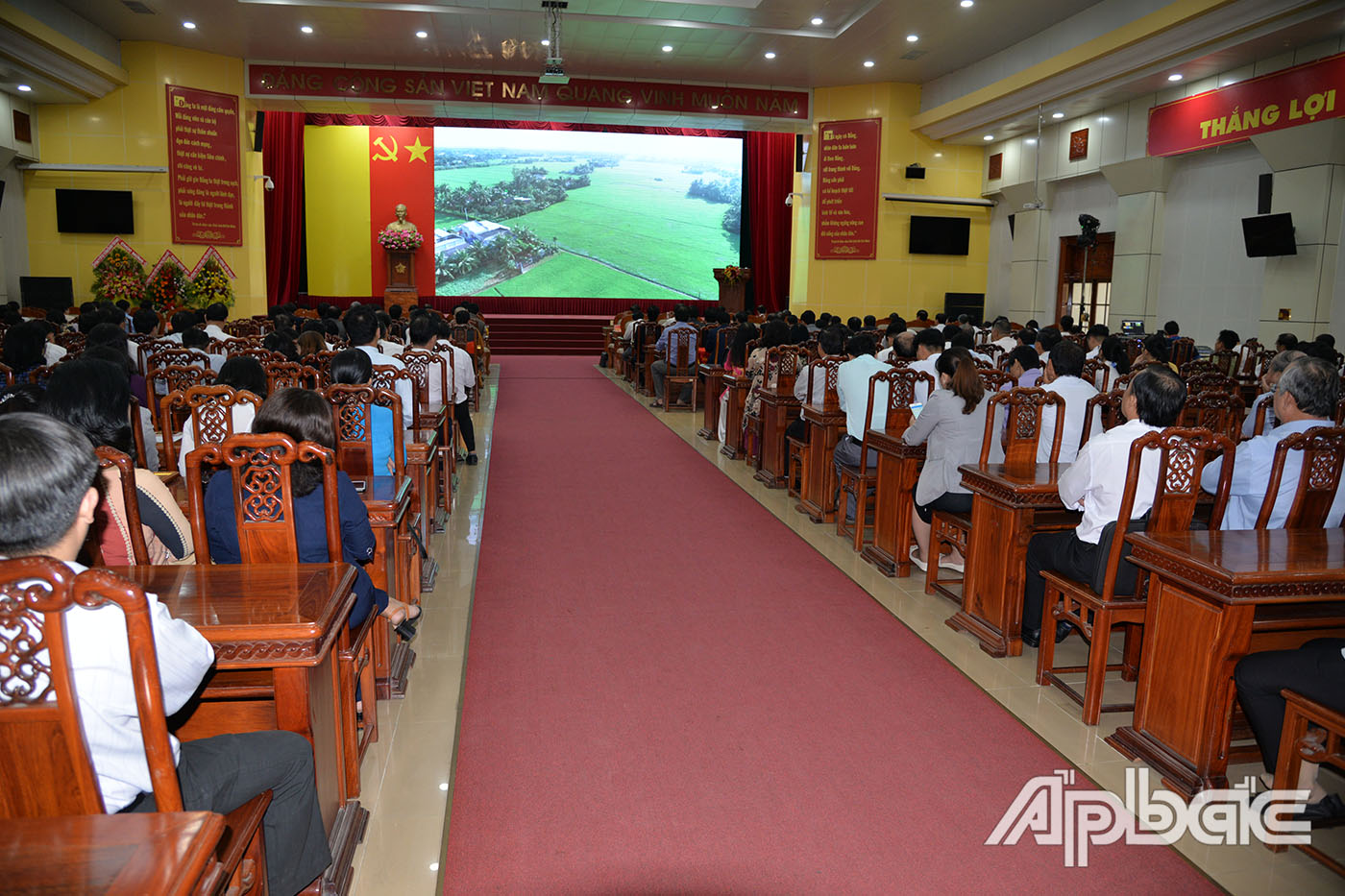 Đại biểu xem clip về những kết quả nổi bật trong phong trào TĐYN năm 2019