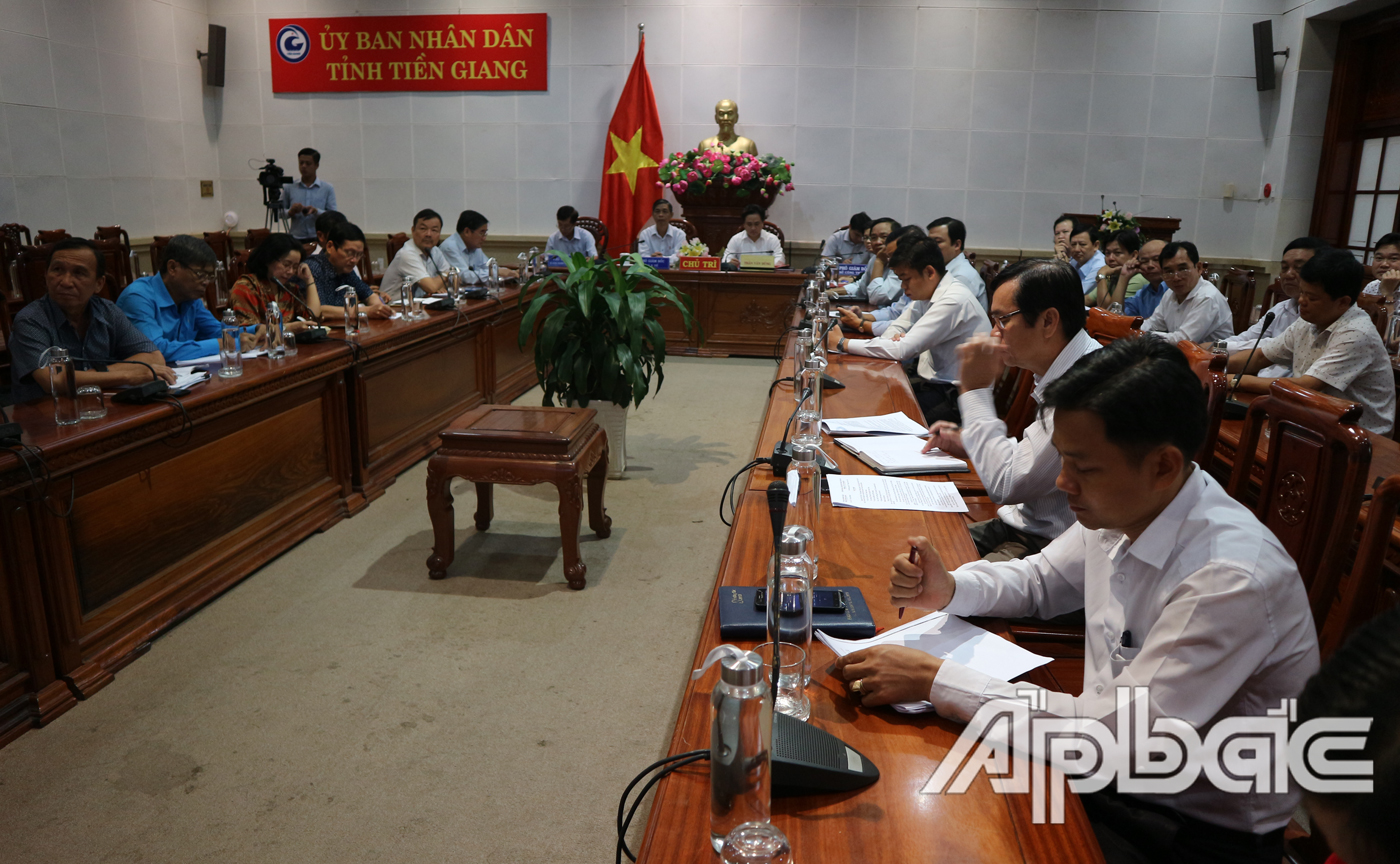 Quang cảnh hội nghị tại điểm cầu Tiền Giang