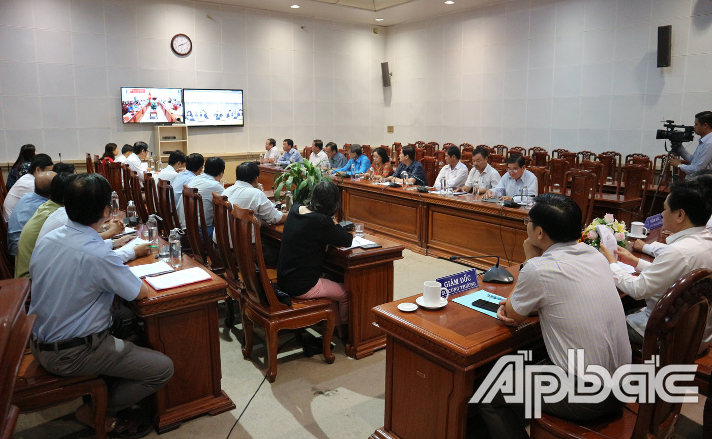 Quang cảnh hội nghị tại điểm cầu Tiền Giang