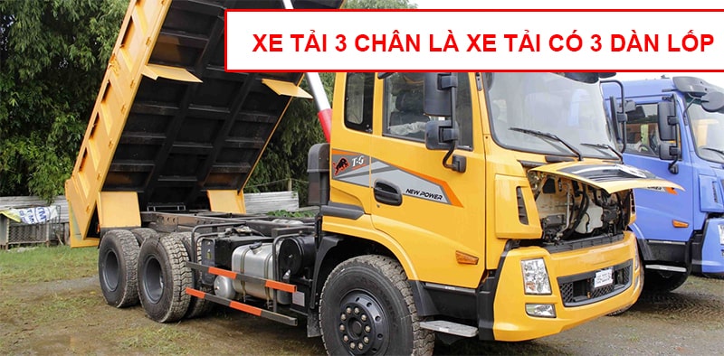 Hình ảnh minh họa xe tải có 3 dàn lốp nhìn từ trái sang phải thì được gọi là xe tải 3 trục (chân)