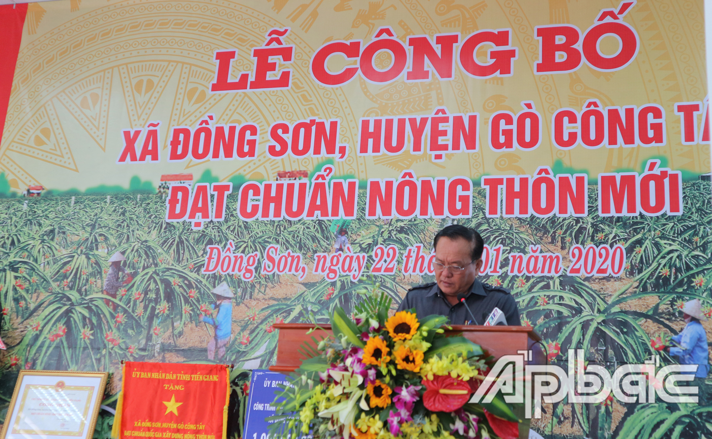 đồng chí Lê Văn Nghĩa Ủy viên Ban Thường vụ Tỉnh ủy, Phó Chủ tịch Thường trực UBND tỉnh Tiền Giang phát biểu tại buổi lễ