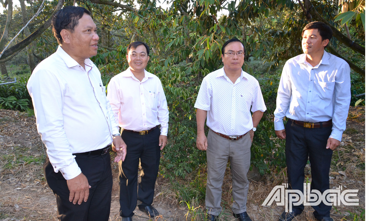 Đồng chí Phạm Anh Tuấn kiểm tra tình hình chống xâm nhập mặn tại xã Ngũ Hiệp.