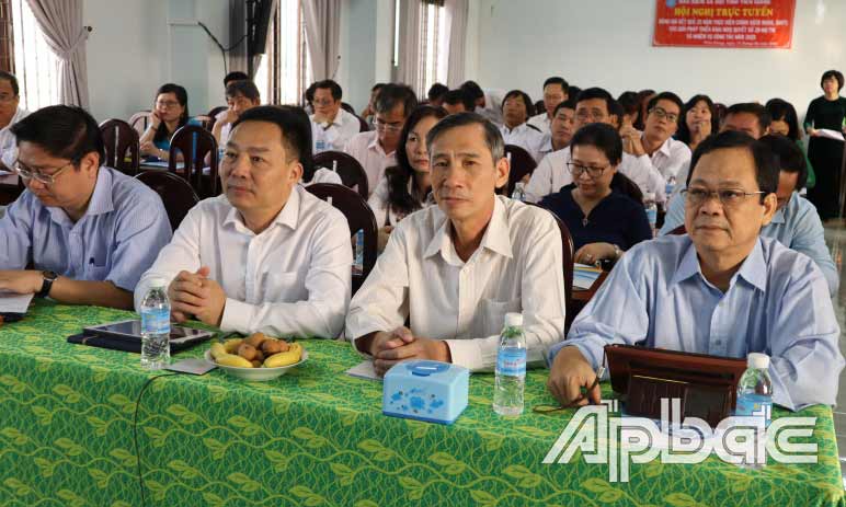 Quang cảnh hội nghị tại điểm cầu tĩnh Tiền Giang.