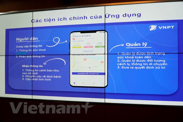 Ứng dụng sẽ thu thập thông tin từ các trường hợp nghi ngờ cách ly nhiễm COVID-19, từ đó giúp các cơ quan quản lý nắm bắt tình hình và xử lý bệnh dịch kịp thời. (Ảnh: Minh Hiếu/Vietnam+)