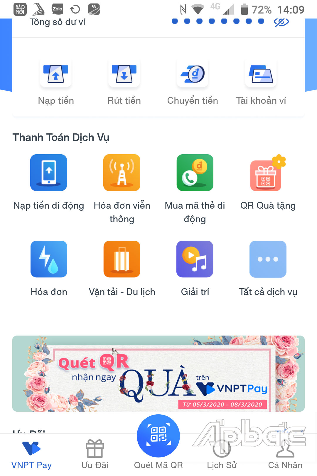 Giao diện của VNPT Pay.