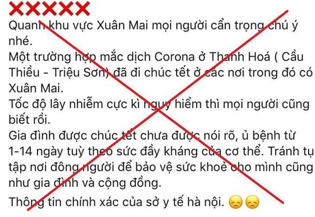 Một trong những thông tin sai lệch trên mạng xã hội Facebook. (Ảnh chụp màn hình)