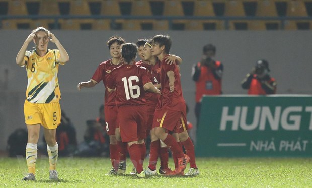  Tuyển nữ Việt Nam chơi tốt ở vòng loại Olympic Tokyo 2020 trước Australia. (Ảnh: Nguyên An/Vietnam+)