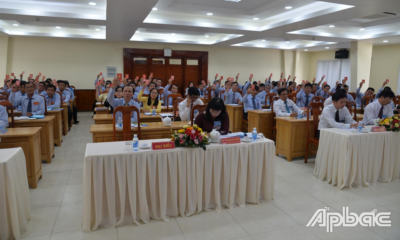 Đại biểu biểu quyết tại đại hội.