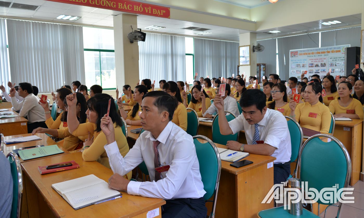 Đại biểu biểu quyết tại đại hội.