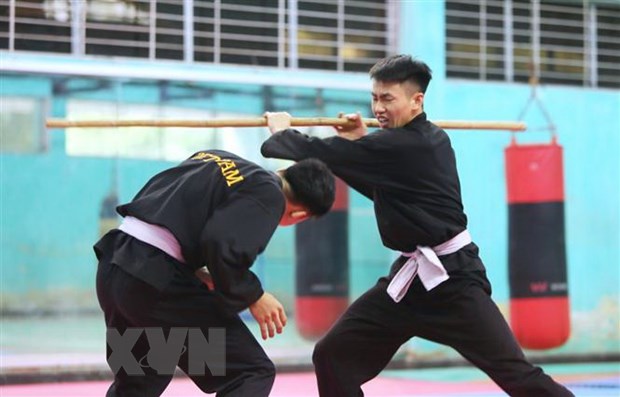 Đội tuyển pencak silat quốc gia tập luyện chuẩn bị cho các giải đấu thời gian tới. (Ảnh: Thành Đạt/TTXVN)