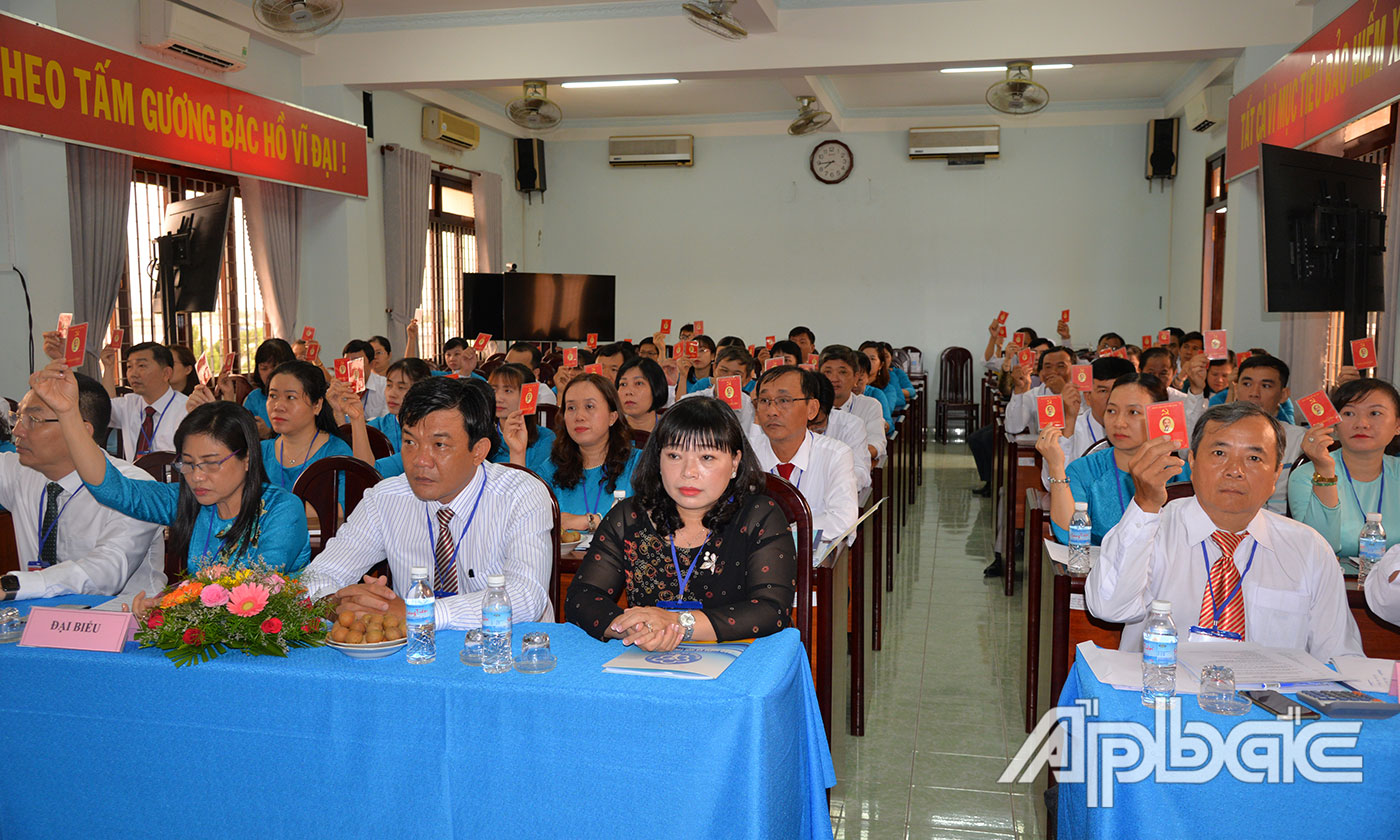 Đảng viên biểu quyết tại Đại hội