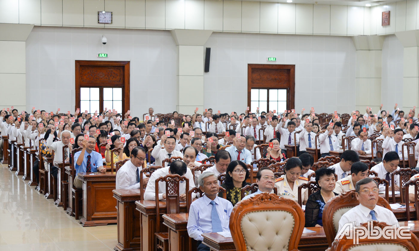 Đại biểu biểu quyết thống nhất chương trình Đại hội.