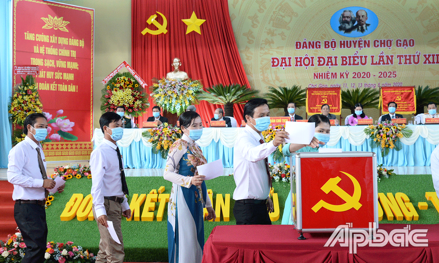 Đại biểu tiến hành bầu đoàn đại biểu đi dự Đại hội Đảng bộ tỉnh Tiền Giang lần thứ XI.