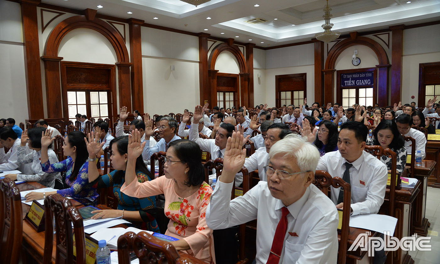 Đại biểu HĐND tỉnh biểu quyết thông qua các nghị quyết tại kỳ họp