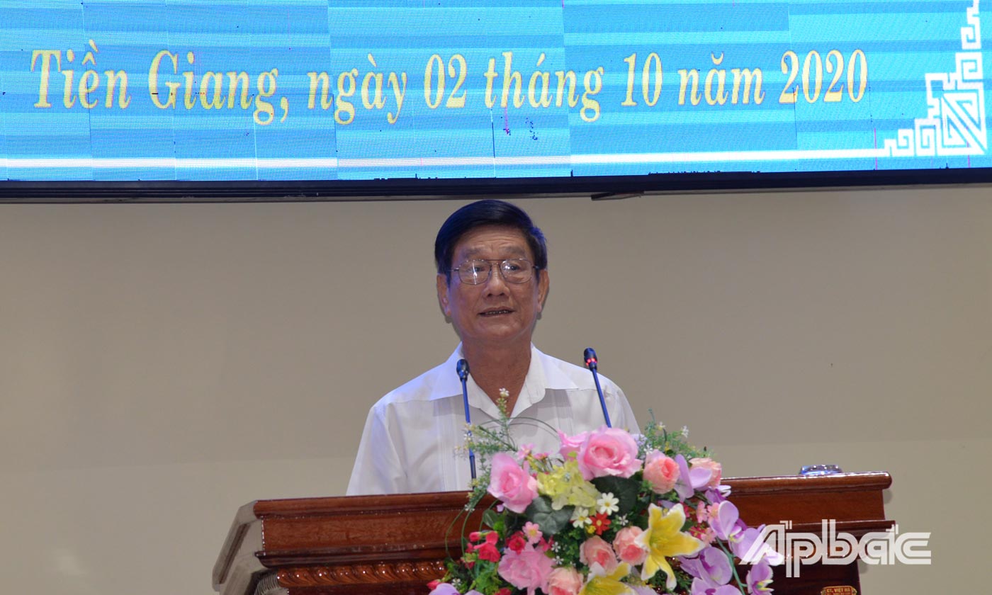 Đồng chí Phạm Minh Trí, Giám đốc Sở LĐ-TB&XH, Phó Trưởng Ban vì sự tiến bộ phụ nữ tỉnh đã đến dự và phát biểu tại lễ khai giảng lớp tập huấn cho nữ lãnh đạo cấp huyện