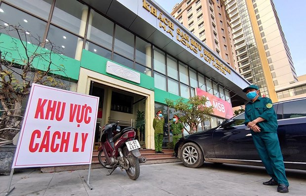 Một khách sạn được chọn làm khu vực cách ly cho hành khách nhập cảnh vào Việt Nam. (Ảnh: V.Hùng/Vietnam+)