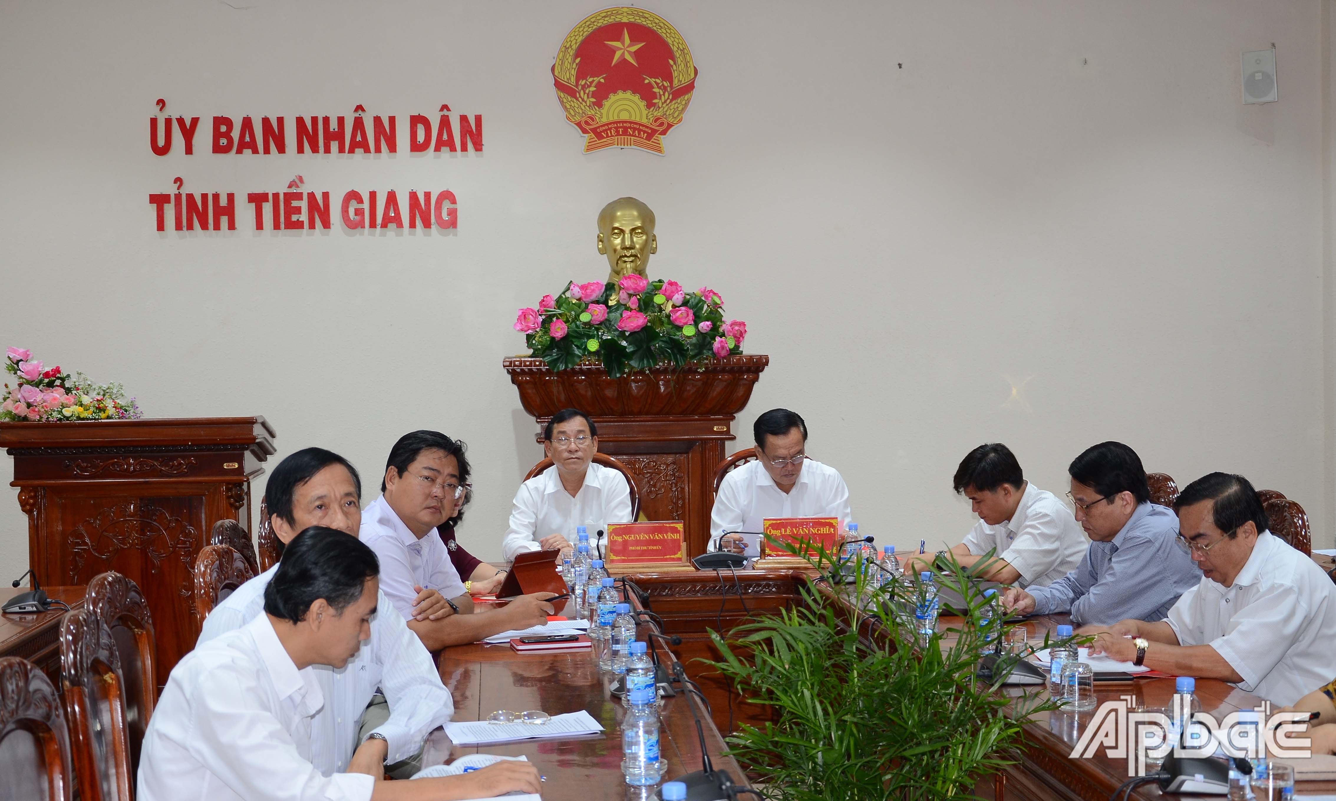 Quang cảnh hội nghị tại điểm cầu Tiền Giang.