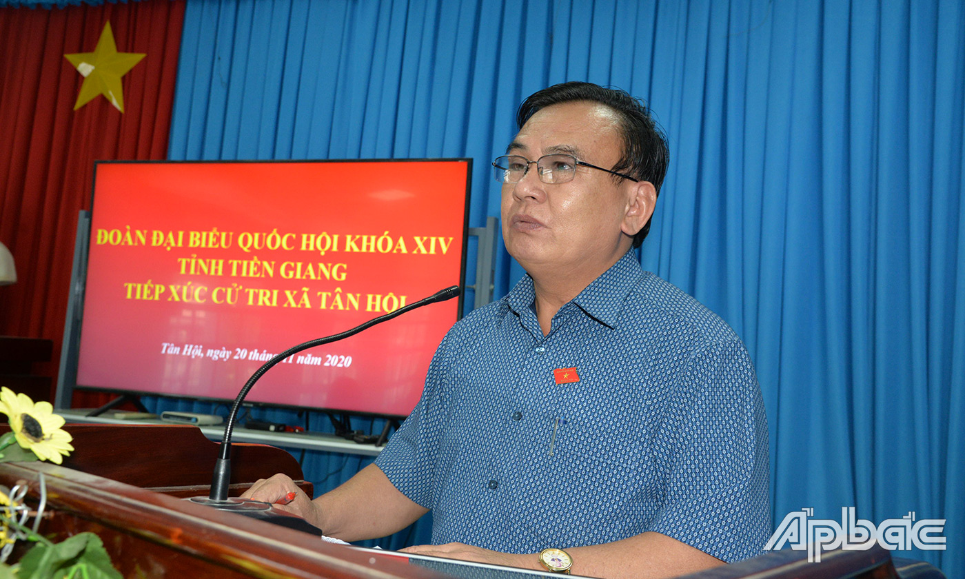 Trưởng đoàn ĐBQH đơn vị tỉnh Tiền Giang Võ Văn Bình trả lời kiến nghị của cử tri
