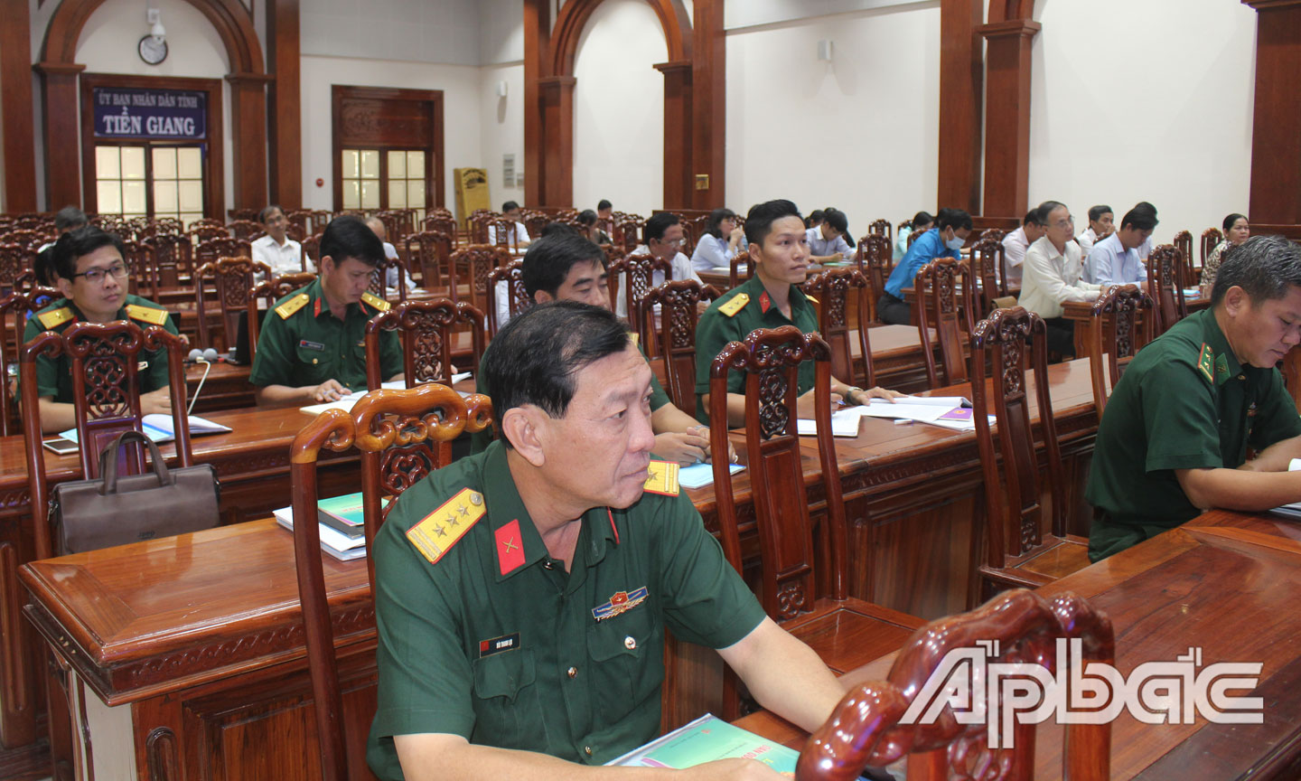 Quang cảnh hội nghị tại điểm cầu tỉnh Tiền Giang.