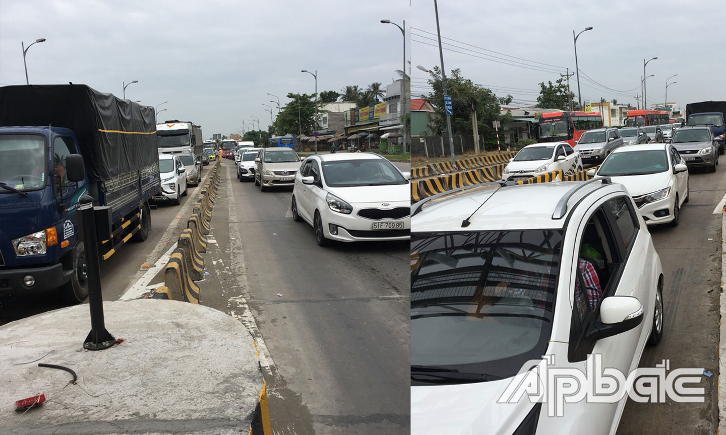 Nhờ có sự chủ động từ trước của các lực lượng chức năng 2 tỉnh Tiền Giang và Bến Tre nên các phương tiện không ùn ứ lâu. 