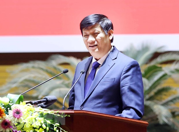 Bộ trưởng Bộ Y tế Nguyễn Thanh Long phát biểu khai mạc hội nghị. (Ảnh: Thống Nhất/TTXVN)